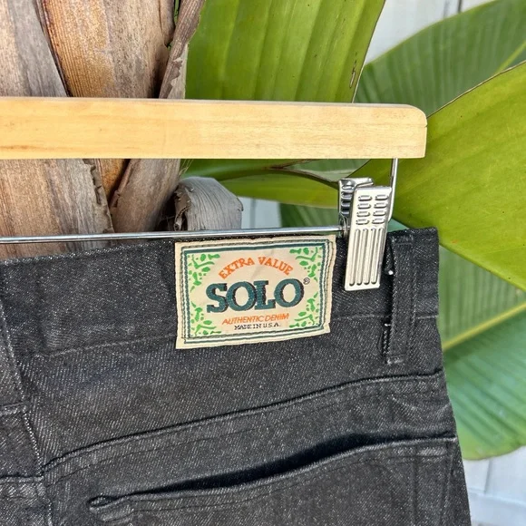 Vintage 90s Solo Semore Baggy Jeans Black USA Made 100% Cotton 30x31